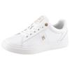 Sneaker TOMMY HILFIGER "ESSENTIAL ELEVATED COURT SNEAKER", Damen, Gr. 40, weiß, Leder, unifarben, sportlich, Schuhe, Freizeitschuh, Halbschuh, Schnürschuh mit TH-Schmuckelement