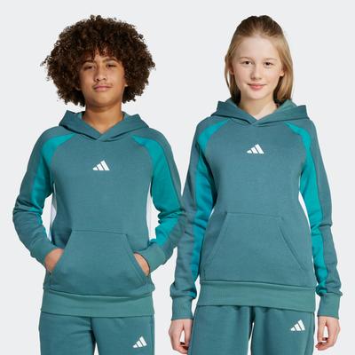 Kapuzensweatshirt ADIDAS SPORTSWEAR "J CB FL HD", Kinder, Gr. 164, preloved teal, pure teal, weiß, Obermaterial: 55% Baumwolle, 36% Polyester, 9% Viskose, sportlich, Sweatshirts Image