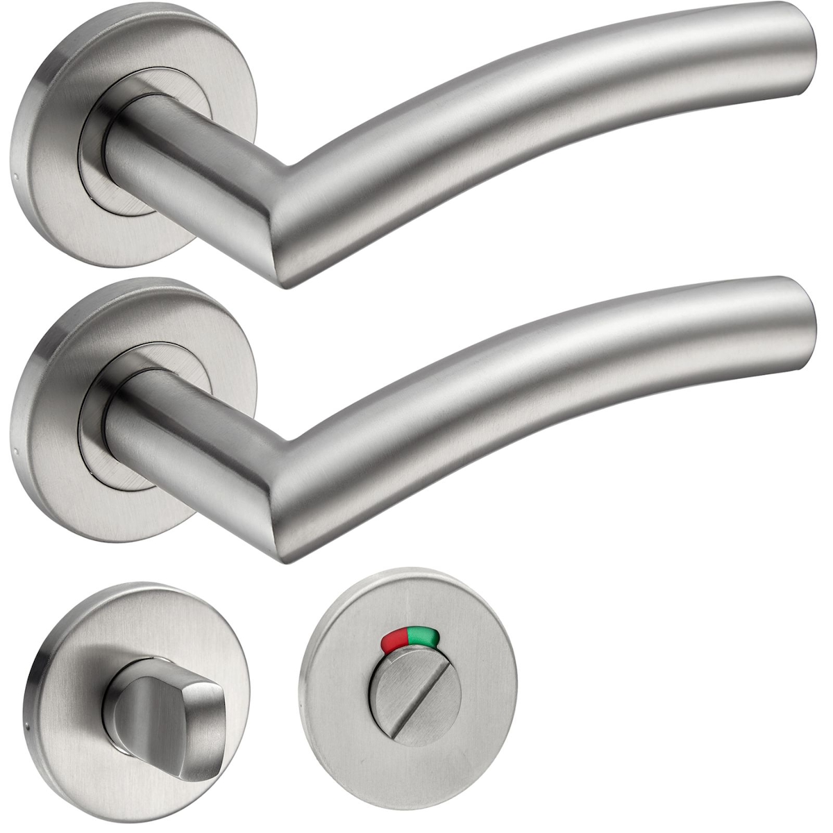 ID Dinkel Türgriff Edelstahl Türgarnitur Türdrücker Türbeschlag Türklinke Innentür Bad WC ELLA WC Garnitur-SET Image
