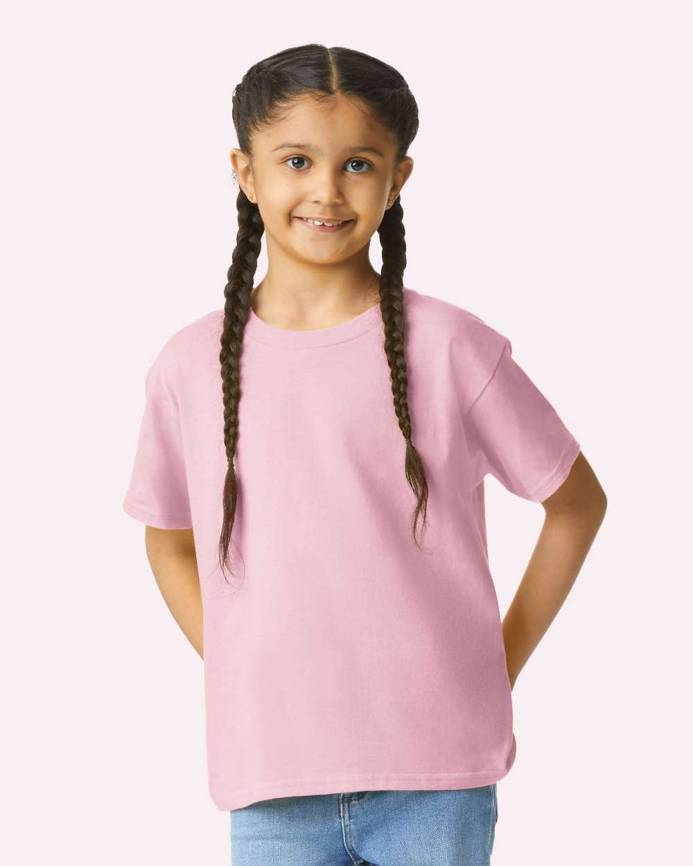 Gildan 3000B Youth Light Cotton T-Shirt in Pink size Large | US cotton
