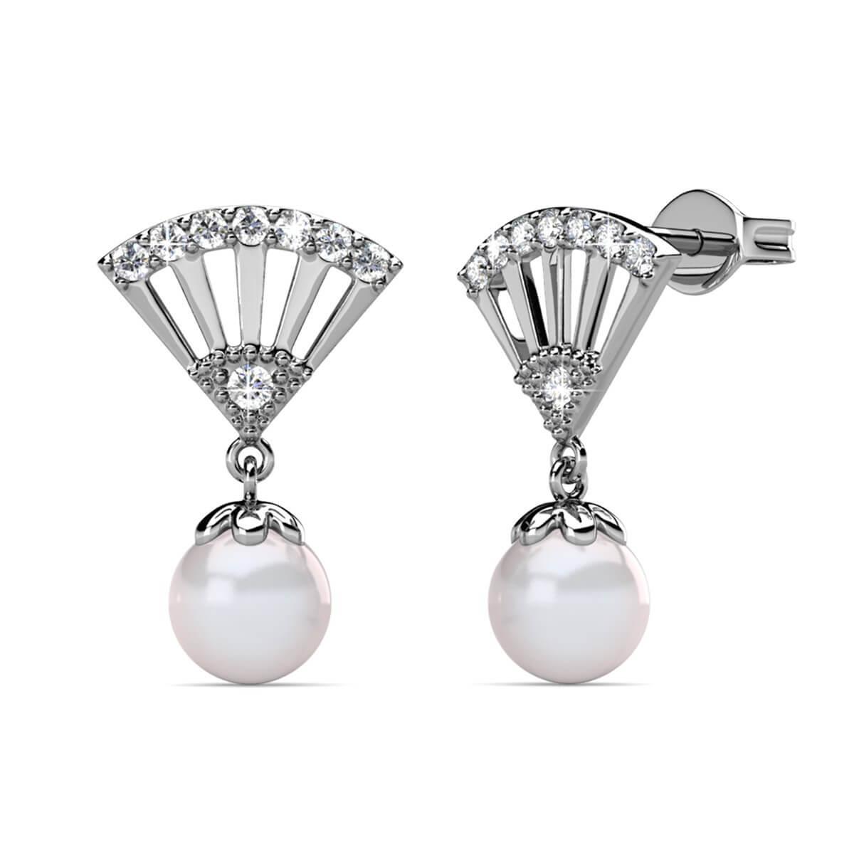 Ingride Perlenohrringe - Silber und Kristall Image