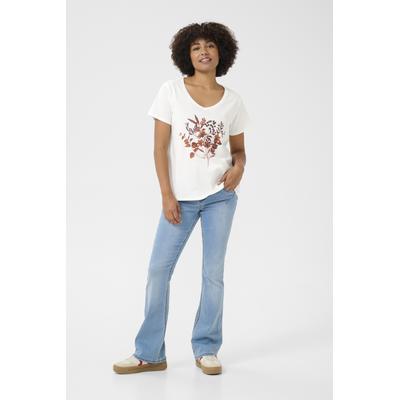 T-Shirt Regulär Fit Weiß Orange Blumen Image