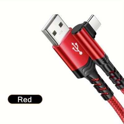 TEMU Type C Charger Fast Charging, Right Angle Usb To Usb C Cable Braided Usbc Charger For Huawei Xiaomi Redmi Oppo Oneplus And More Smartphone Image