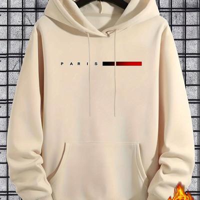 TEMU Paris-inspired Hoodie: Men's Casual Streetwear With A Baggy Pocket And A Warm, Knitted Fabric Image