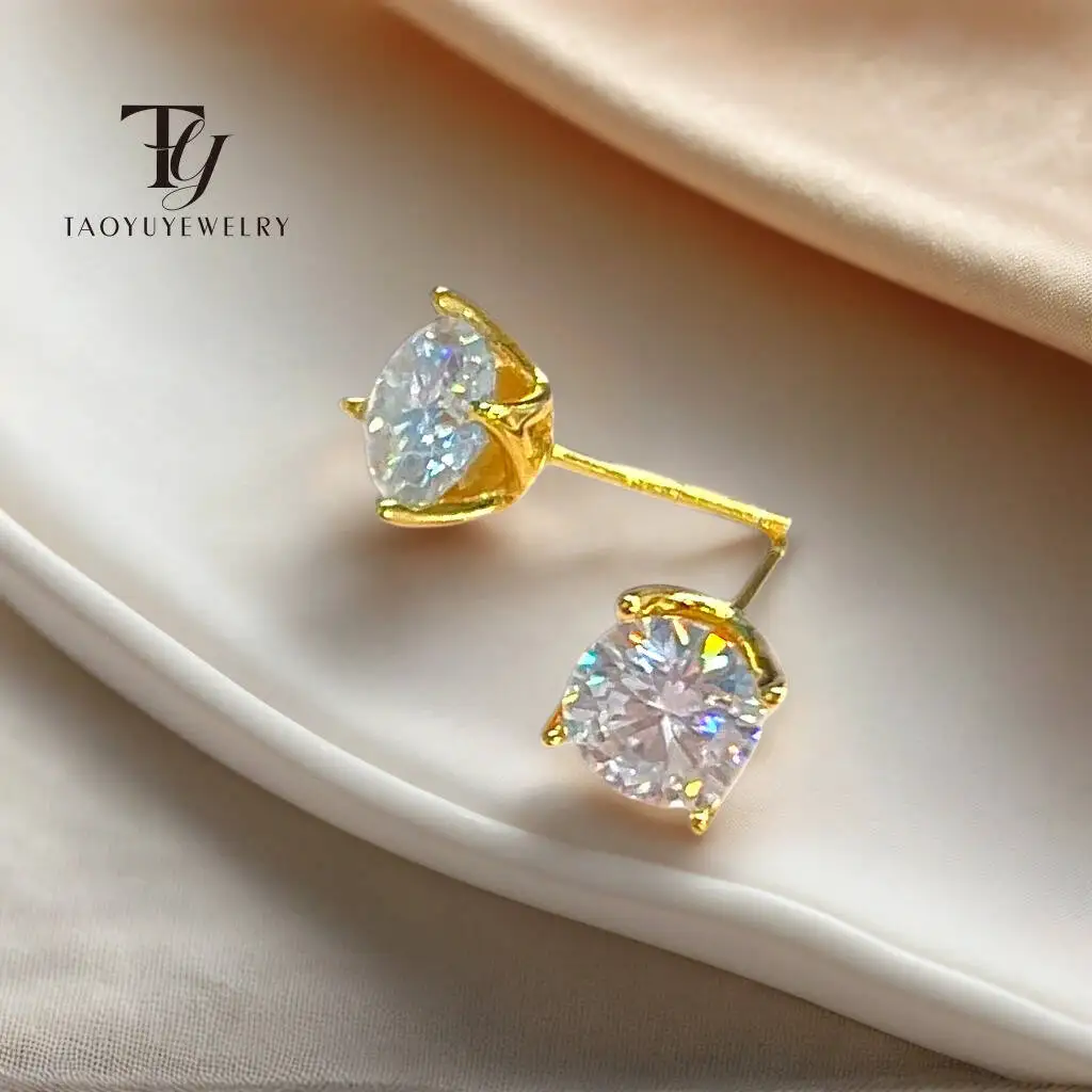 Vvs d Farbe Moissan ite Ohrring Sterling versilbert 18 Karat Gold Ohr stecker für Frauen Hochzeit mit schwarzen Karte Diamant Test Image