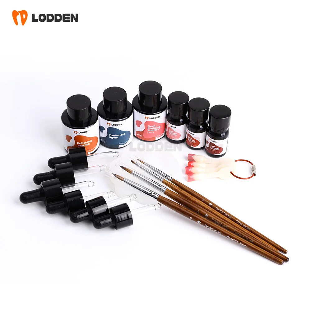 LODDEEN Dental Simuliertes Zahnfleisch-Modifikationskit, lichthärtender Fleckglasur und Paste für temporäres Zahnfleisch aus PMMA-Acryl, Kronenfärbung Image