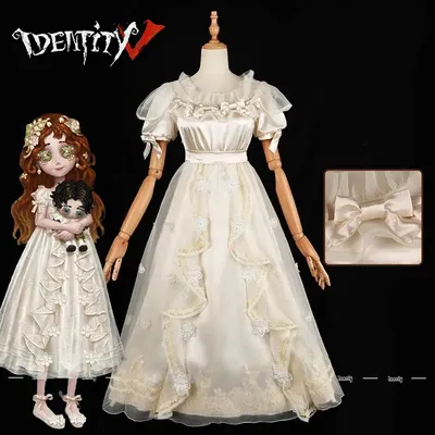 Eurydice Memory Alice DeRoss Kleid Schleife Haarnadeln Ohrclips Requisiten Frauen Identität V Kleines Mädchen Cosplay Kostüm Perücke Rollenspiel Outfit Image
