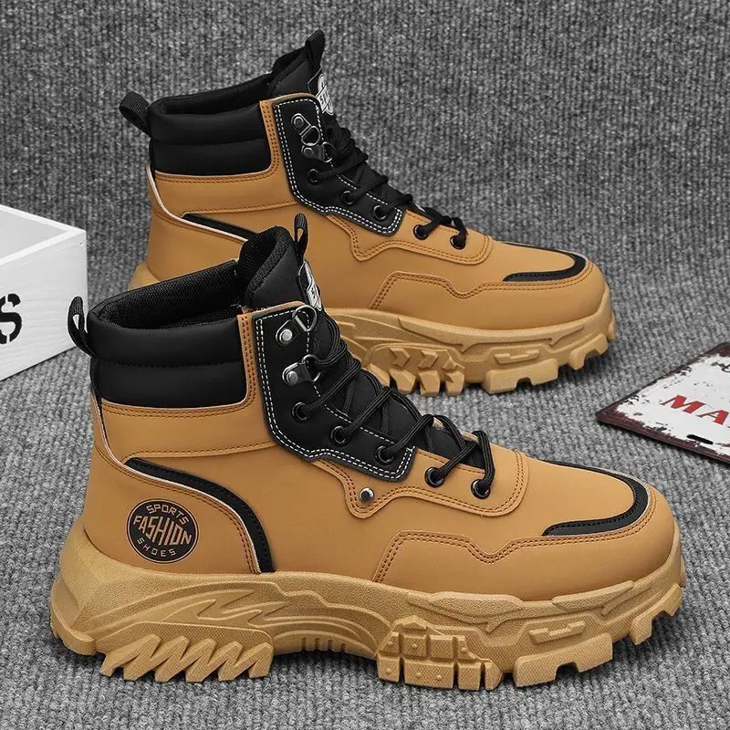Neue Britische Stil Herren Stiefel High Tops Herren Freizeitschuhe Komfort Anti Slip Sport Wanderstiefel Designer Luxus Motorradstiefel
