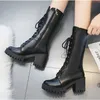 Damenstiefel High Top 2025, klobige Plattform, Pu-Overknee-hohe Stiefel für Damen, Retro-Punk, zunehmende lange Schuhe für Damen, 666