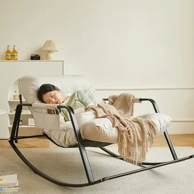 Double Rocking Chair for Adults, Lazy Sofa with Plush Comfort, Indoor Outdoor Recliner Lounger for Patio Living Room