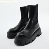 2023 herbst Trf Frauen Schuhe Schwarz Kuh Leder Chelsea Booties Stretch Seite Zipper Dicke Sohle Mode Frauen Winter Stiefeletten