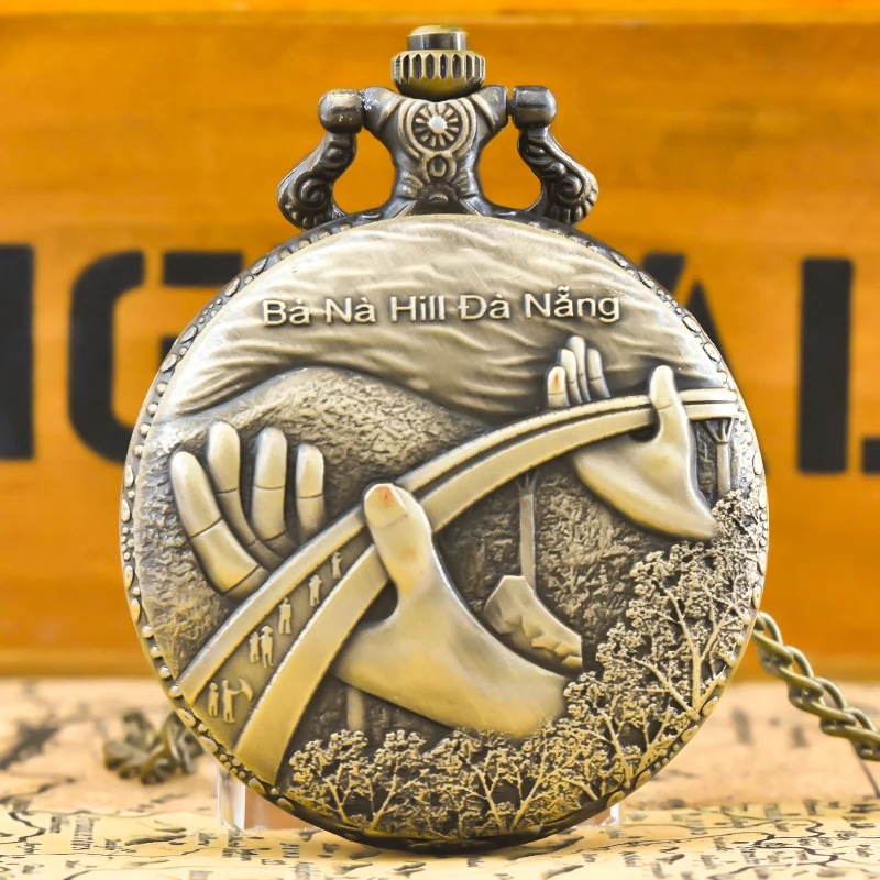 Retro Bronze Steampunk Bana Hill Flip-Top männliche und weibliche Studentin Geschenk Quarz Halskette Gedenktaschenuhr Image