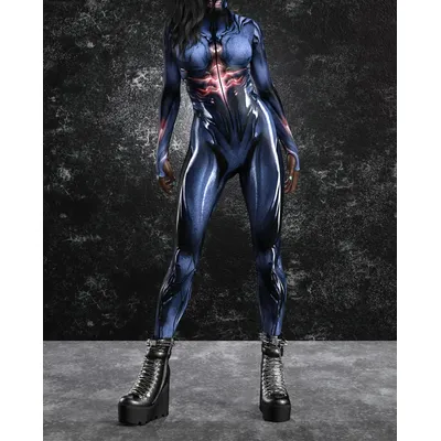 Mystischer dunkler Teufel Frauen Overall Halloween Karneval Cosplay Punk mechanische Rüstung Body Kostüm Steampunk Onesie Strampler Image