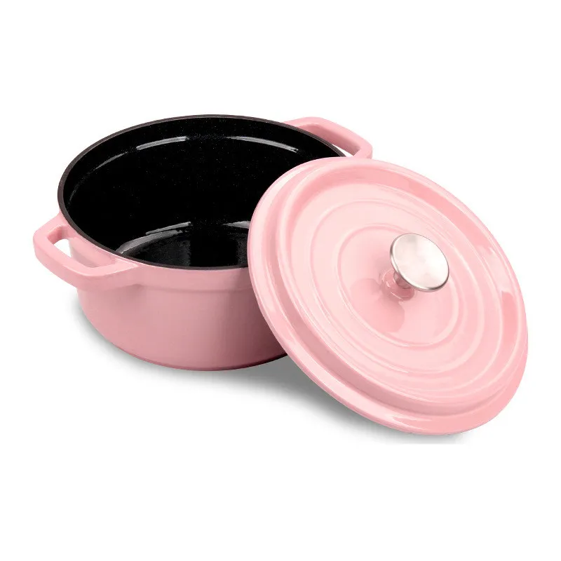 24 cm Gusseisen-Dutch-Ofen, binauraler Emaille-Topf zum Backen von Brot und Auflauf, Schüssel zum Schmoren mit Deckel, antihaftbeschichteter geschmorter Küchentopf Image