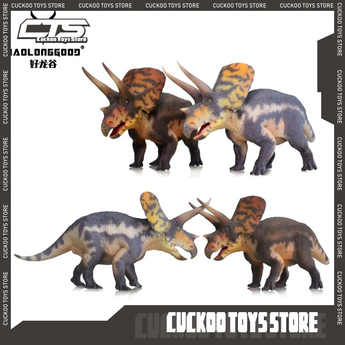 Neu AUF LAGER Ankunft Haolonggood Torosaurus Spielzeug Prähistorischen Dinosaurier Tier Modell Sammlung Raum Dekoration Spielzeug Kinder Geburtstag Image