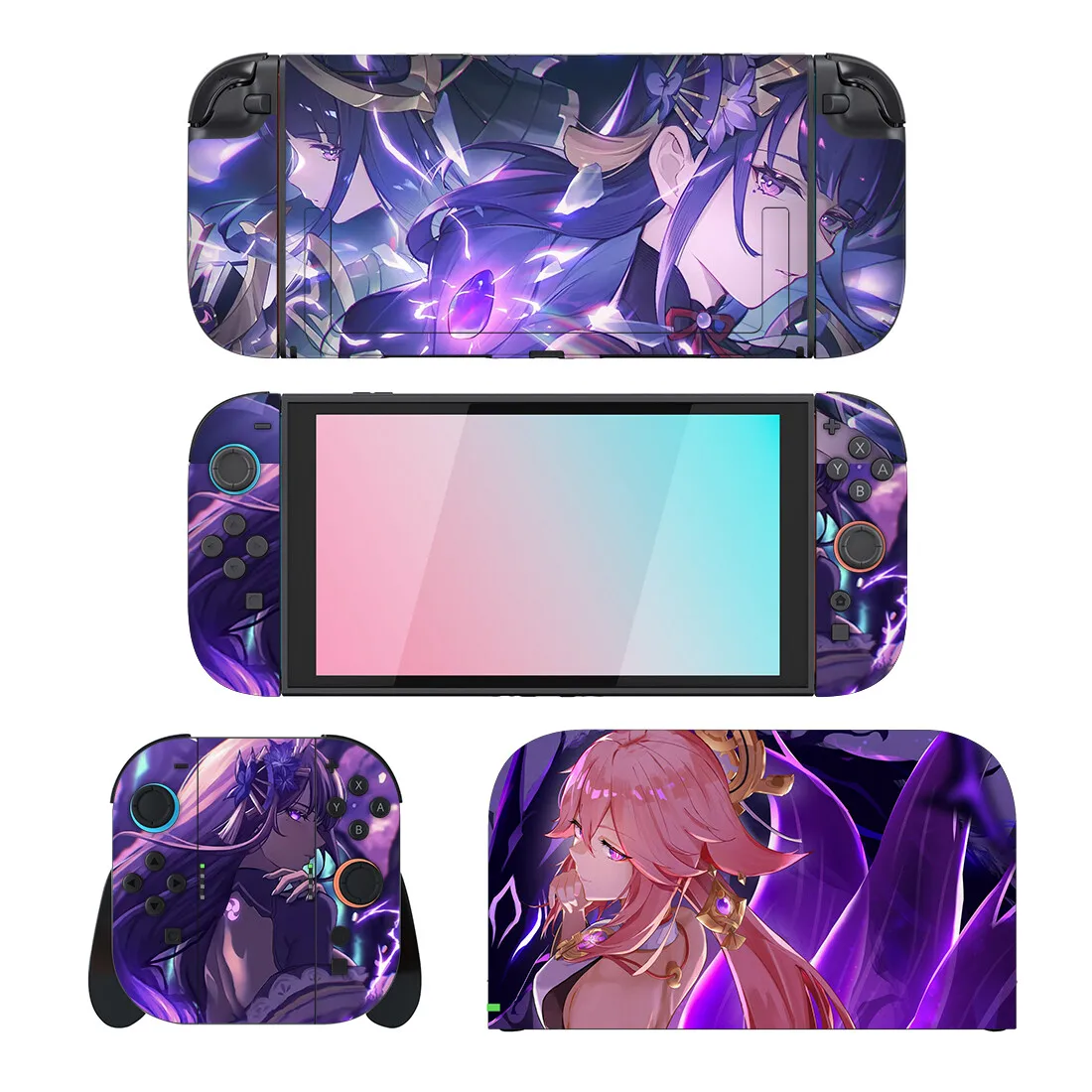 Spiel Genshin Impact Protector Aufkleber Skin für Nintendo Switch 2NS Konsole Dock Ladegerät Ständer Halter Joy-con Controller Vinyl Image