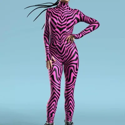 Sexy Zentai Bodysuit, modisch, bunt, Halloween-Cosplay-Kostüm für Damen, Karneval, Kleidung, Party-Outfit, langärmelig, Reißverschluss vorne Image