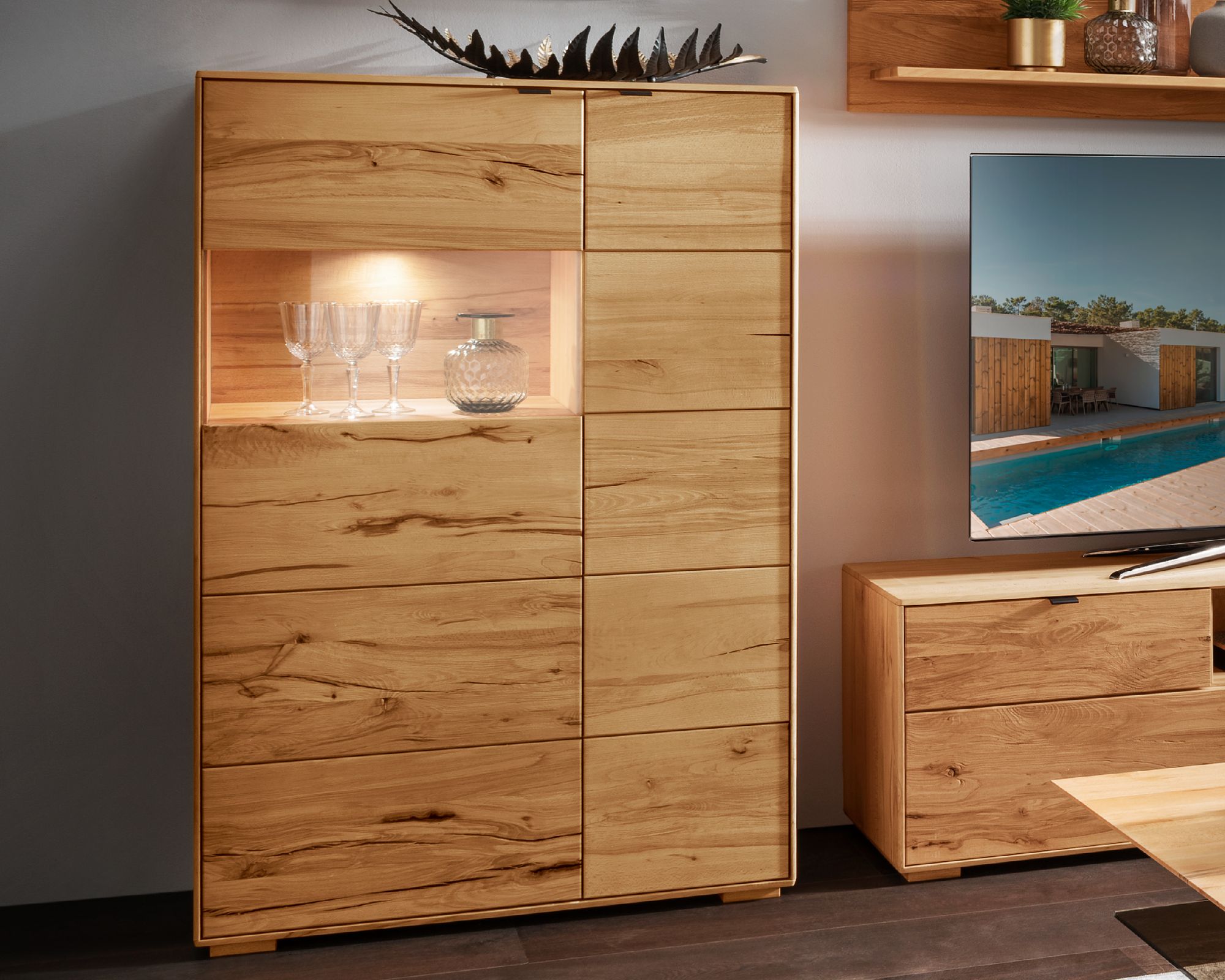 Massivholz »Zerro« Vitrine I Kernbuche / ohne Beleuchtung Image