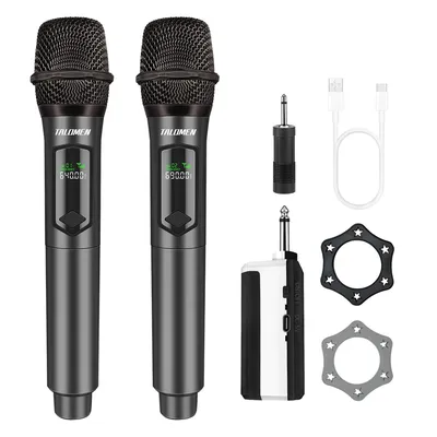 Professional Dual Handheld Wireless Dynamic Microphone System with Rechargeable Receiver (160 ft.), Karaoke Microphone Kit, K602