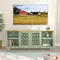 70 Inch TV Stand Entertainment Center with Front Glass Doors and Open Shelf for TVs up to 78", Farmhouse TV Console Table