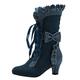 Women's Bow Mid Calf Low Heel Up Dress Booties Fashion Lace Pull On Ankle Boots for Ladies 2024