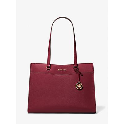 Michael Kors Jet Set Travel Large Saffiano Leather Pocket Tote Bag Red One Size