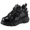 Plateausneaker BUFFALO "CORIN BUTTERFLIES", Damen, Gr. 42, schwarz, Lacklederimitat, glänzend, modisch, Schuhe, Freizeitschuh, Halbschuh, Schnürschuh, Streetwear, vegan