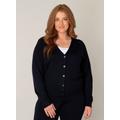 Cardigan BASE LEVEL CURVY "BAS-YVONNE", Damen, Gr. 54 (56), blau (dunkelblau), Feinstrick, Obermaterial: 80% Viskose, 20% Polyamid, unifarben, casual, normal hüftlang, V-Ausschnitt, Langarm Bündchen, Strickjacken, mit V-Ausschnitt und Knopfleiste