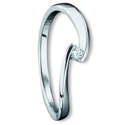 Diamantring ONE ELEMENT "0.04 ct Diamant Brillant Ring aus 585 Weißgold" Gr. 55, silber, Fingerringe, Damen, 55, 0,04 ct mit Diamant, Weißgold 585-Gold-Diamanten, Weißgold 585, Gold, Diamanten, für Damen – klassisch & elegant im Design Image