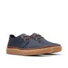 Schnürschuh CLARKS "Clarkwood Low", Herren, Gr. 46, navy nubuck, Nubukleder, casual, Schuhe, Schnürschuh, Business Schuh mit markanter Schnürung