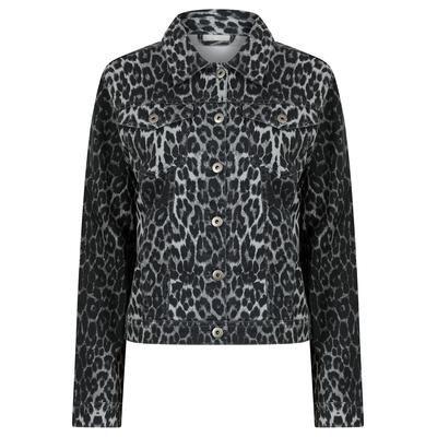 Coats / Jackets Zephyr Women's Stretch Cotton Denim Jacket in Grey Leopard Print - Amara Reya / 18 - Tokyo Laundry