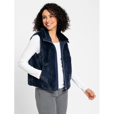Fellimitatweste INSPIRATIONEN, Damen, Gr. 44, blau (dunkelblau), 100% Polyester, unifarben, Westen Image