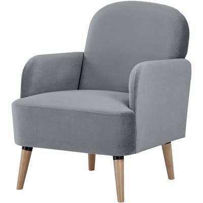 Sessel HOME AFFAIRE "NAFLA, TV-Sessel in Samtvelours und Webstoff", grau (hellgrau), B:64cm H:84cm T:75cm, Holzgestell, Schaum-Polsterung, Holzbeine und pflegeleichter Bezug, Sessel, Relaxsessel individuell kombinierbar Image