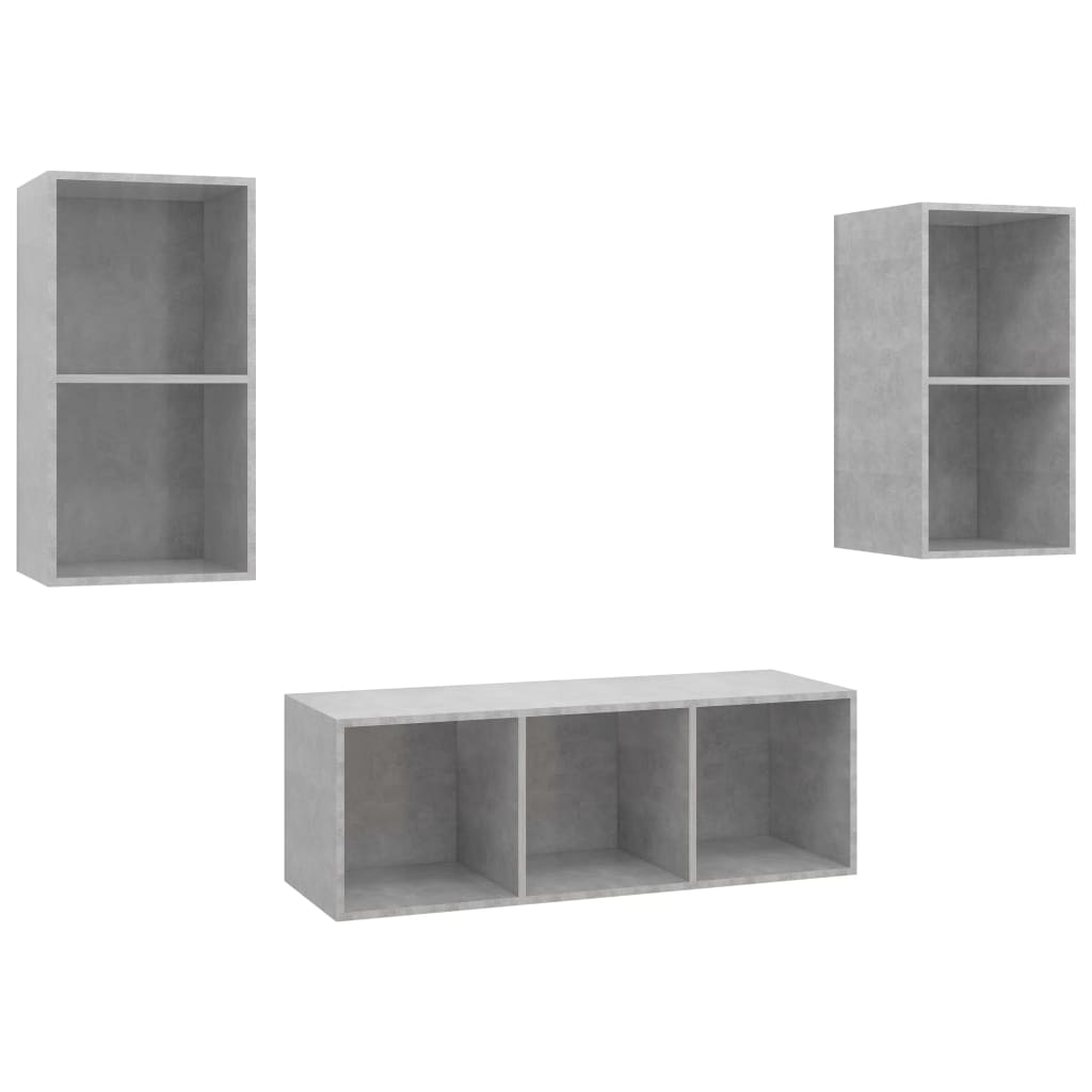 vidaXL 3-tlg. TV-Schrank-Set Betongrau Holzwerkstoff Image