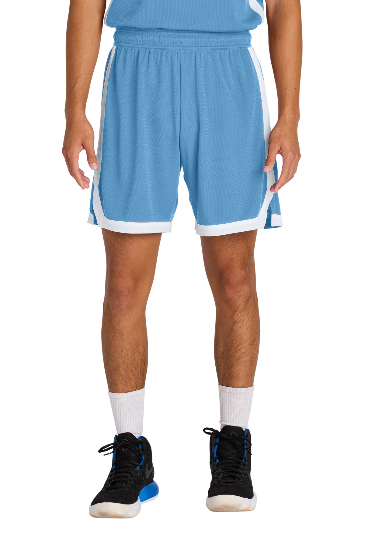 Sport-Tek ST901 Rival Basketball 7'Short in Carolina Blue/White size Large | Polyester