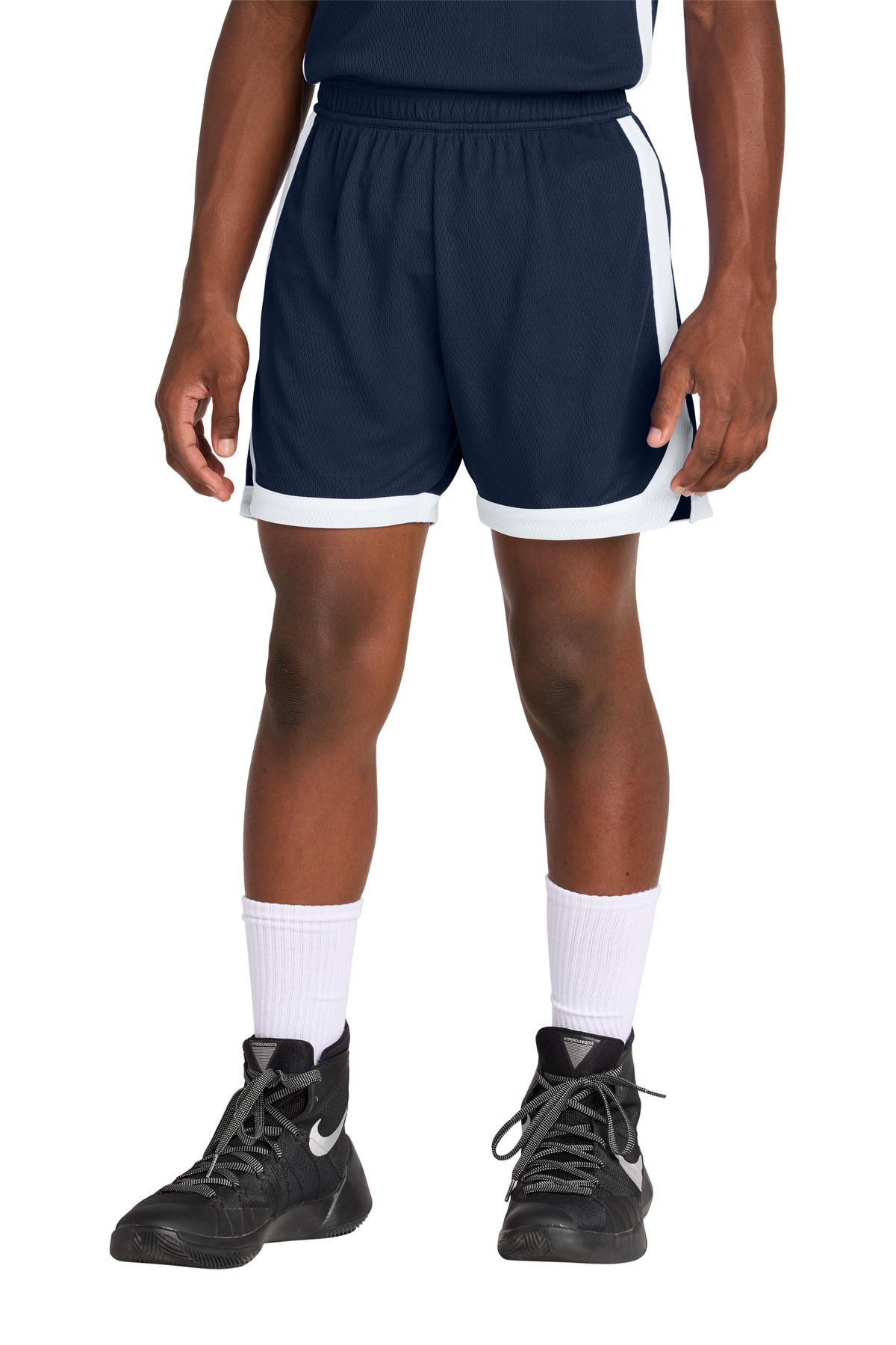 Sport-Tek YST901 Youth Rival Basketball 5' Short in True Navy Blue/White size Medium | Polyester