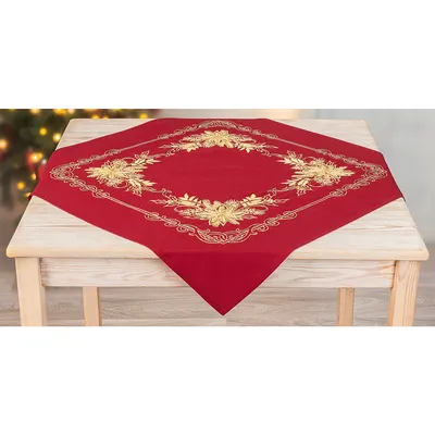 Stickmitteldecke Weihnachtsstern rot/gold Image
