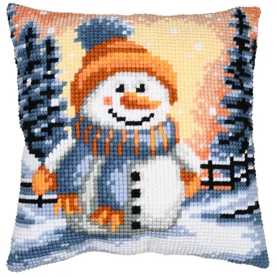 Kreuzstichkissen Schneemann Image
