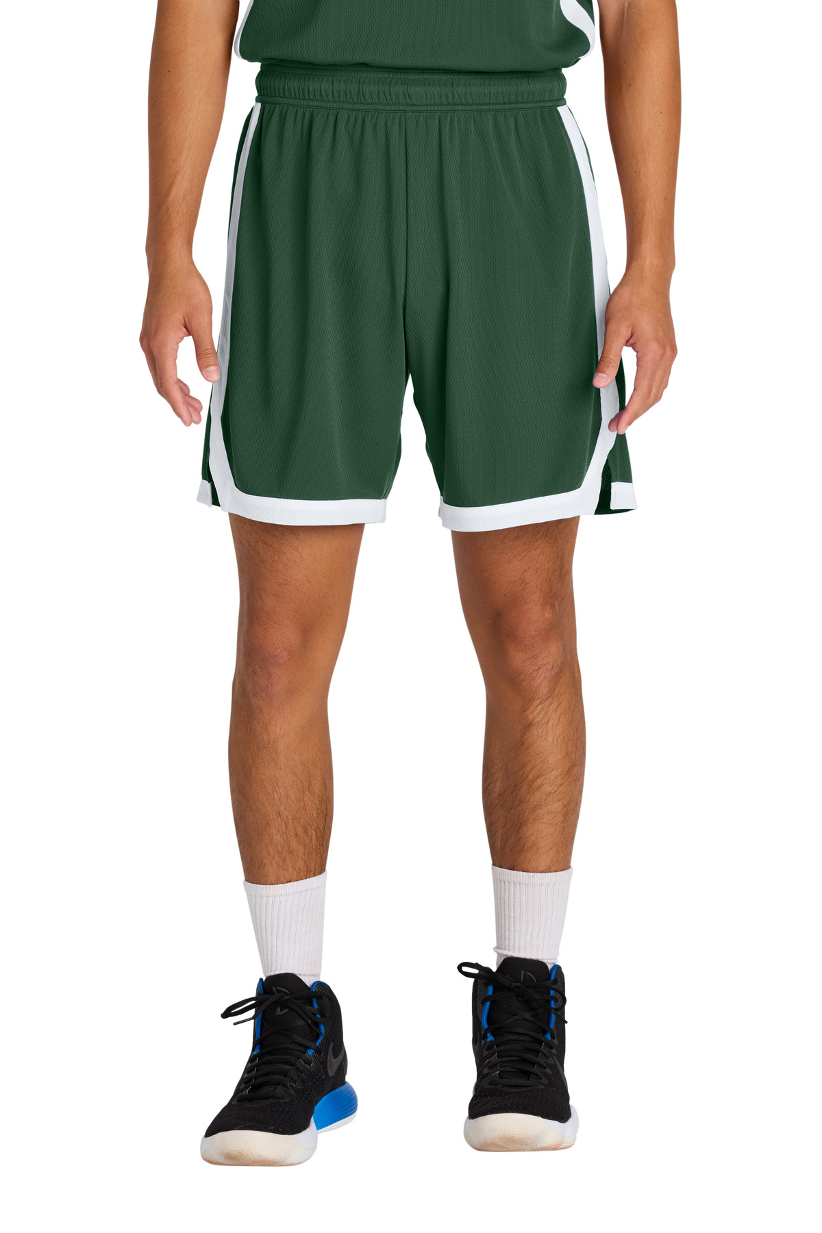 Sport-Tek ST901 Rival Basketball 7'Short in Forest Green/White size 3XL | Polyester
