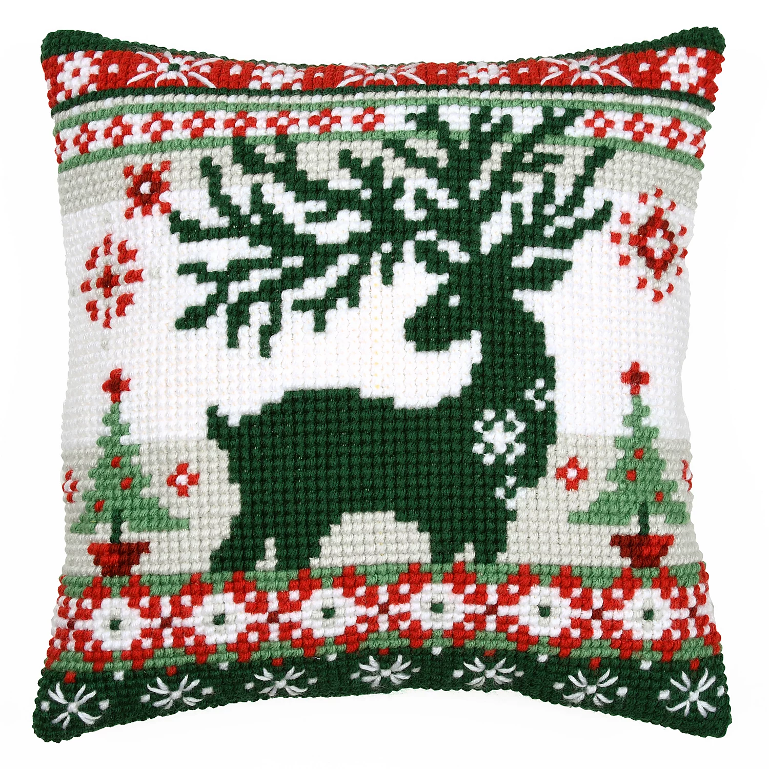 Kreuzstichkissen Landhaus Hirsch