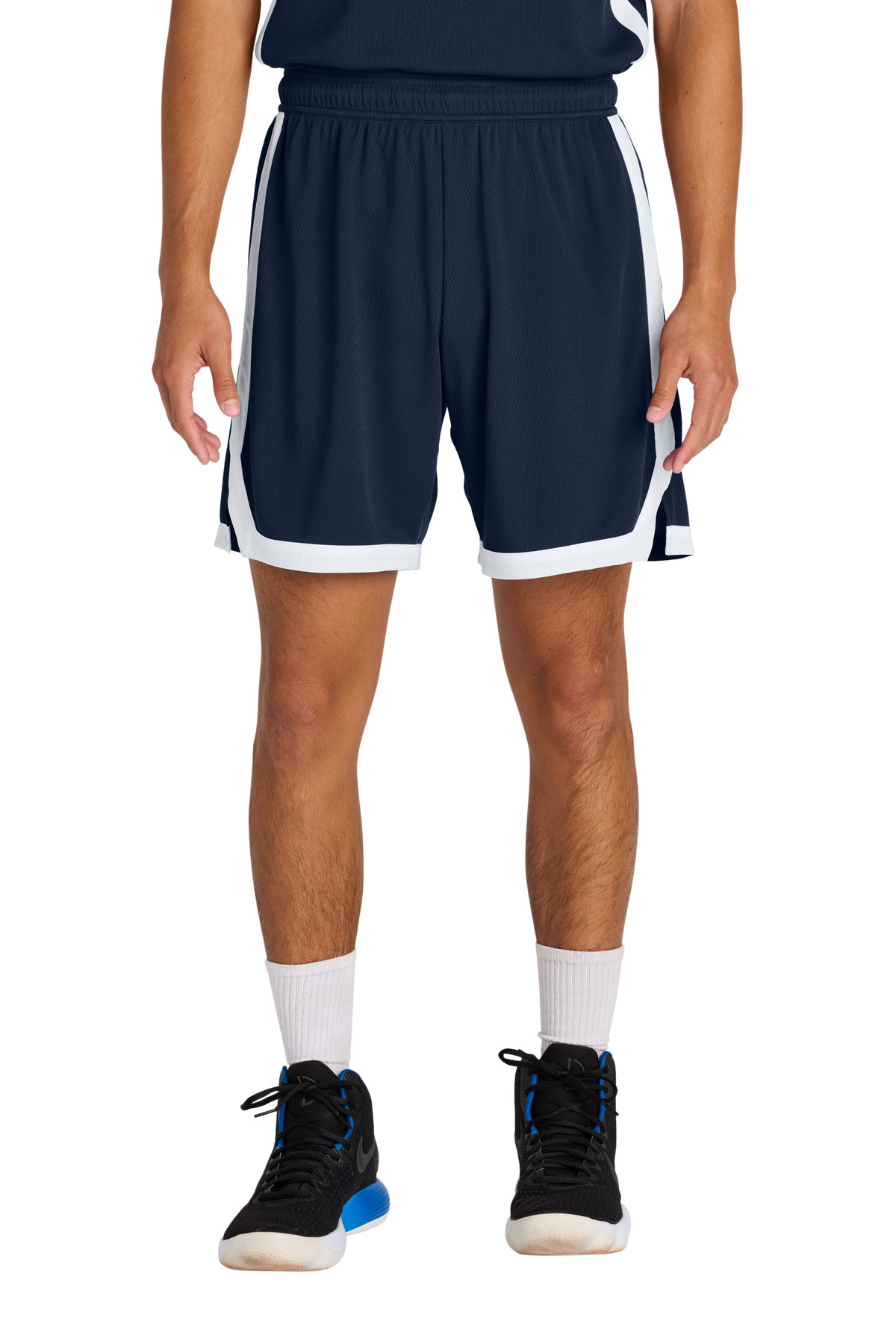 Sport-Tek ST901 Rival Basketball 7'Short in True Navy Blue/White size 3XL | Polyester