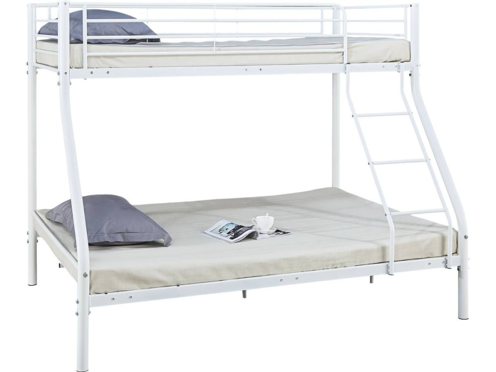 Lit superposé en métal blanc 200 x 145 x 160 cm