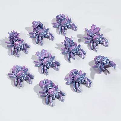 10PCS Halloween Mini Spider Figurines, 3D Printed Poseable Spider Toys, Small Articulated Joint Spider Models for DIY Terrarium Decor, Halloween Gift or Party Favors