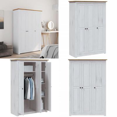 Vidaxl - Kleiderschrank 3-Türig Weiß 118×50×171,5 cm Kiefer Panama Serie - Schrank - Kleiderschrank Image
