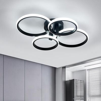 Moderne LED-Deckenleuchte, 48 w, 5400 lm, Deckenlampe, 4 Ringe, LED-Deckenleuchte für Wohnzimmer, Image