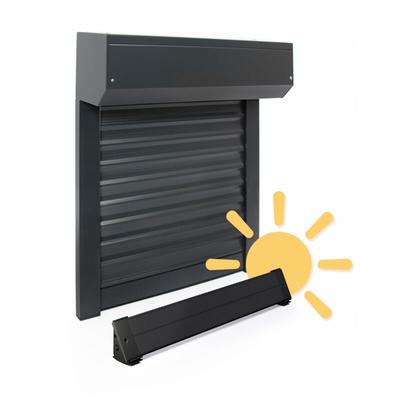 Rollladen Zuschneidbar Solarantrieb Alu Grau 7016 h 120 x b 120 cm Image
