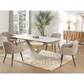Tavolo da pranzo allungabile da 6 a 10 coperti in Ceramica e Metallo Effetto marmo Bianco e Beige - MALENA di Pascal MORABITO