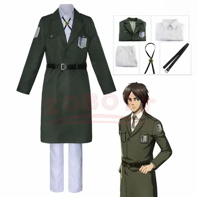 Shingeki No Kyojin Scouting Legion Soldat Jacke Mantel Windjacke Uniform Anime AOT Angriff auf Titan Eren Levi Cosplay Kostüm Image