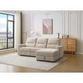 Divano angolo a destra relax elettrico con portaoggetti in Tessuto Beige - BURIOCA