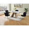 Tavolo da pranzo allungabile da 6 a 10 coperti in Ceramica e Metallo Effetto marmo Bianco e Beige - LOZIPA di Pascal MORABITO